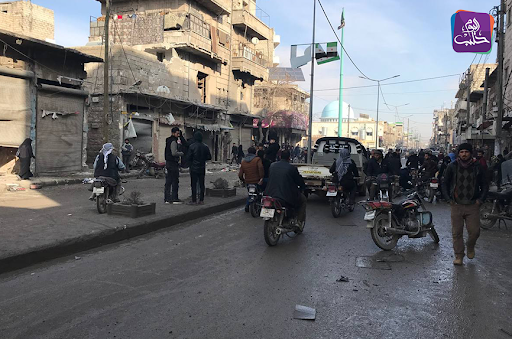 Halab Today TV reported on the destruction after at least one missile hit Al-Bab on February 2nd 2022 (Image via @HalabTodayTV / Twitter)