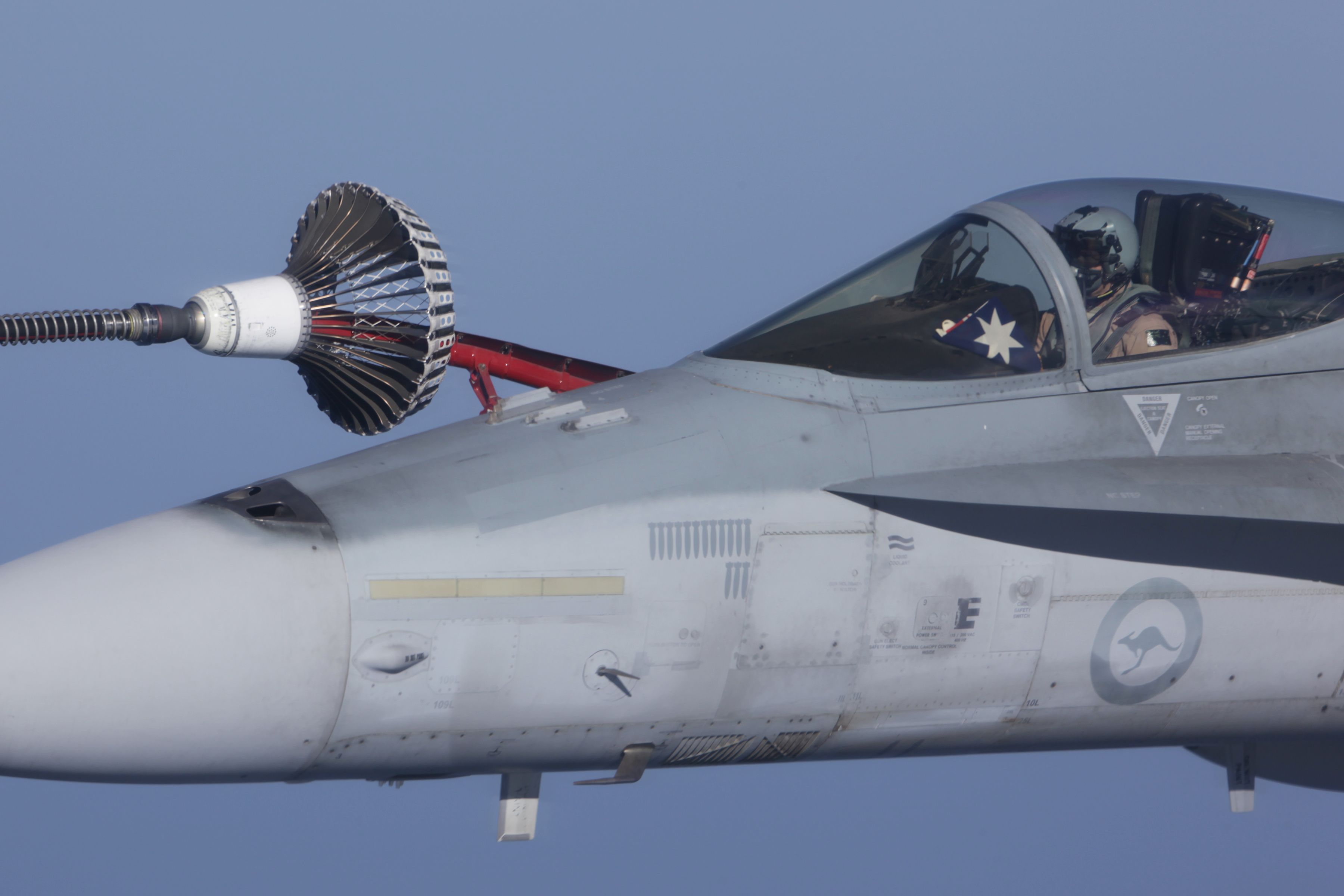 An F/A-18A Hornet on Australia's first mission over Syria, September 11th 2015 (Australian MoD)