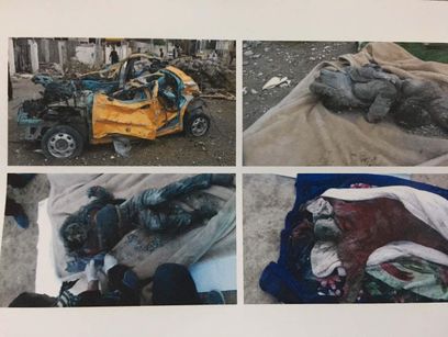 Photos provided by Qusay Saad Abdul Razaq to Airwars researchers, showing the bodies of two of his children.