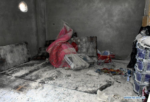 Damage caused by alleged Israeli or Syrian regime missile strikes on Hama on January 22, 2021. (Image posted by Xinhua)