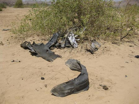 Damage caused by alleged US drone strikes in Hadramawt on May 17, 2012. (Image posted by Hadramout Today)