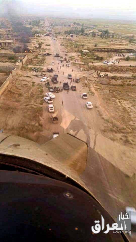 A video shows the targeted convoy which allegedly consisted of ISIS fighters in Amiriyah Fallujah. On the other hand, various sources claimed that there were ISIS families and civilians in the convoy (via National Iraqi News Agency)