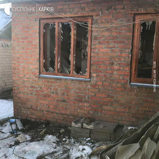 Damage caused by alleged Russian shelling of the village of Zolochiv on March 17, 2022. (Image posted by @EmineDzheppar)