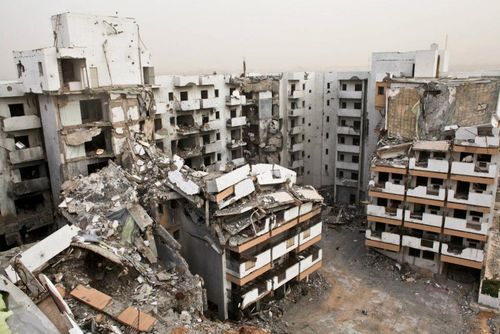 The Al-Tameen building in Sirte, Libya, after a NATO airstrike (Credit: Human Rights Watch)
