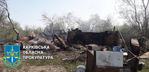 "On May 8, 2022, the Russian military shelled the village of Kalynove, Bohodukhiv district. The shelling killed two men. Ten residential buildings were damaged and more than ten more were destroyed.". Source: General Prosecution Office