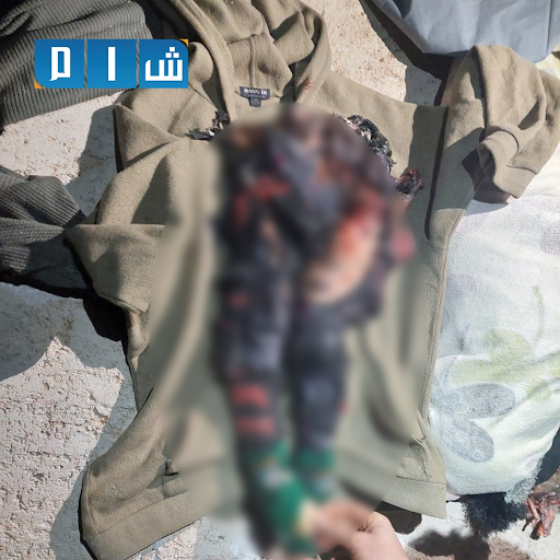 4 of 4: Pictures showed the remains of child victims after a US air drop which has reportedly killed at least eleven civilians, including at least six children (Image via Shaam)
