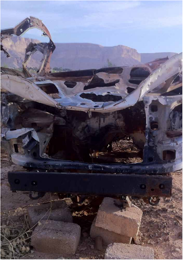 Damage caused by alleged US drone strikes in Hadramawt on May 17, 2012. (Image posted by Mwatana)