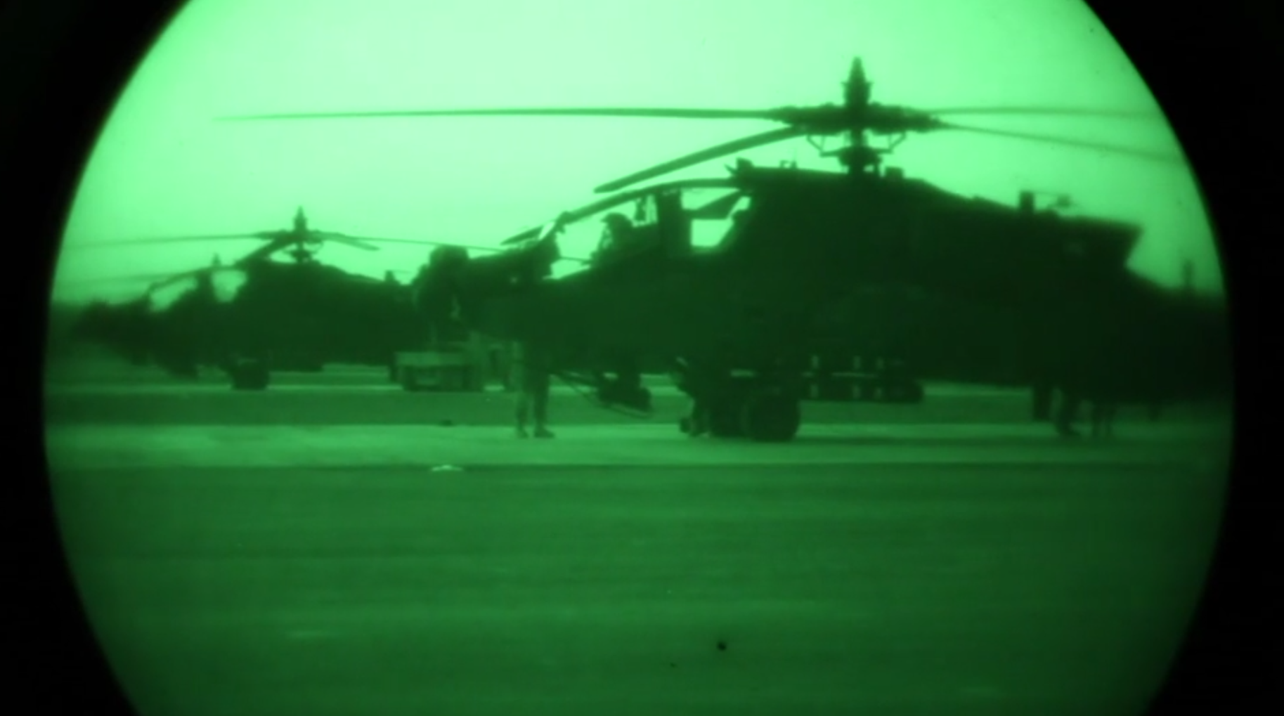 U.S. Army soldiers prepare AH-64E Apache for operation in Erbil, Iraq on January 10, 2017. (Photo taken from U.S. Army video.)