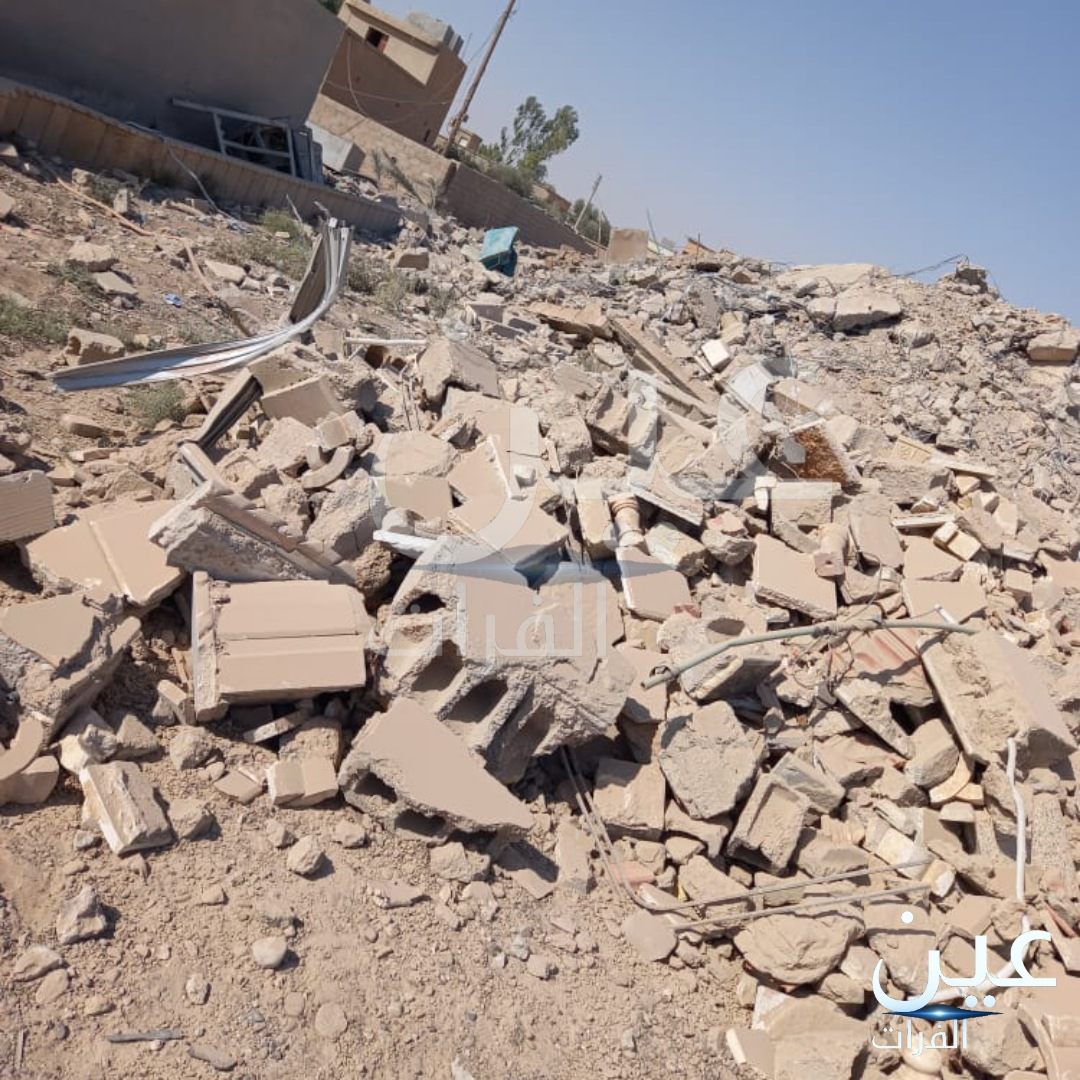 Damage caused by the US airstrikes on the border areas of Al-Bukamal countryside on June 28, 2021. (Image posted by Eye of Euphrates via Facebook)