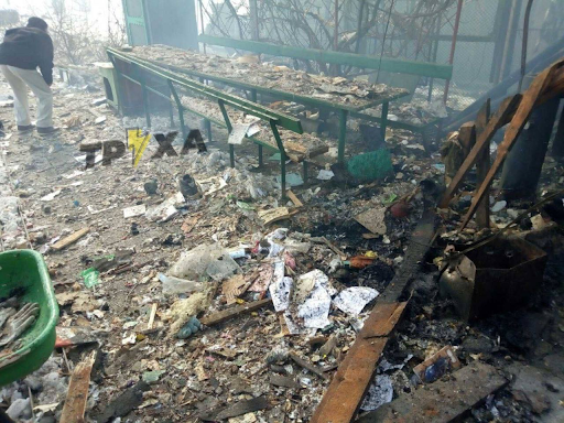 Damage caused by alleged Russian shelling of Zolochev on March 10, 2022. (Image posted by Truexanewsua)