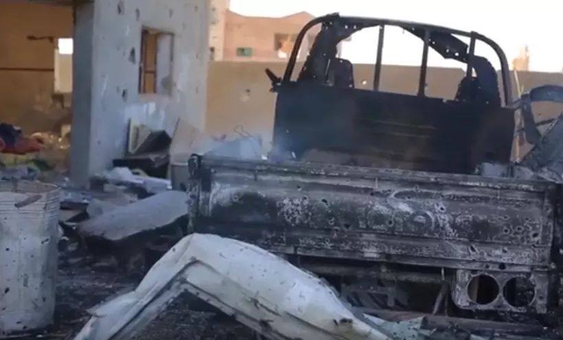 Destruction at al Bahra resulting from a reported Coalition strike on January 30th 2018 (via Euphrates Post)