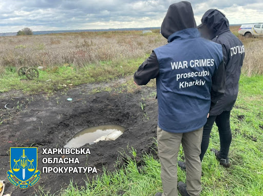 Remnants of a vehicle blown up by an alleged Russian mine in Kharkiv on May 6, 2022. (Image posted by the Kharkiv Regional Prosecutor's Office)