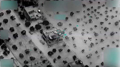 Drone footage of the location of the US air raid on February 3rd 2022 (Euphrates / Facebook)