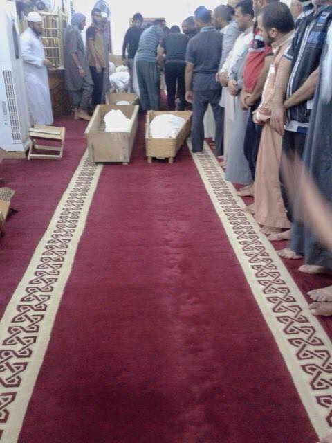Funeral for a family of four reported killed in a Coalition strike at Hit, Iraq Sept27 2015 (via Iraqi Revolution)