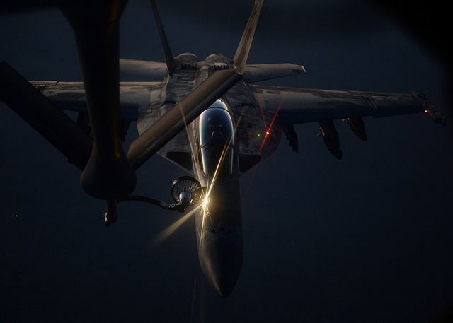 A U.S. fighter refuels over Iraq Aug. 21., 2014  (USAF/SSgt. Shawn Nickel)