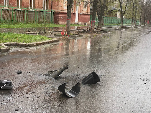 Remnants of an alleged Russian shell in Kharkiv on April 17, 2022. (Image posted by Truexa News UA via Telegram)