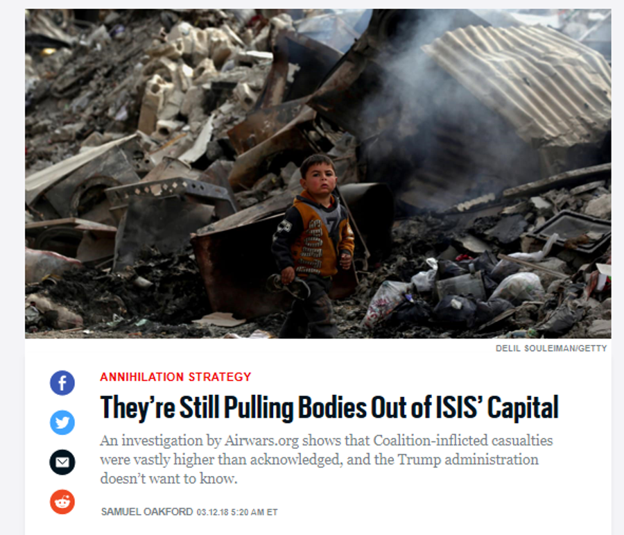 Samuel Oakford's article on the true likely death toll in Raqqa, published in partnership with The Daily Beast
