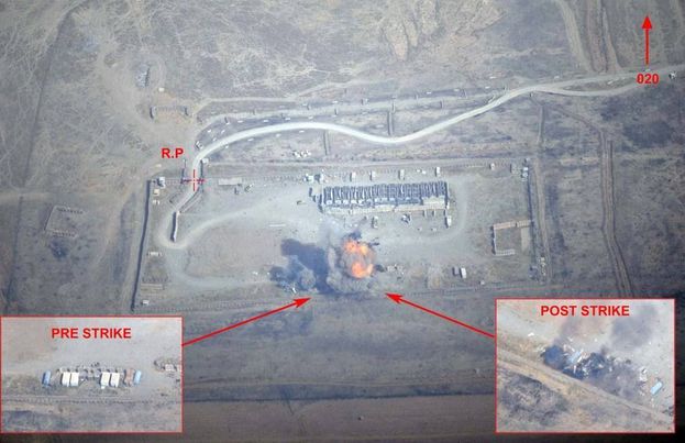 France releases before and after images of its first airstrike in Iraq, September 18th 2014.