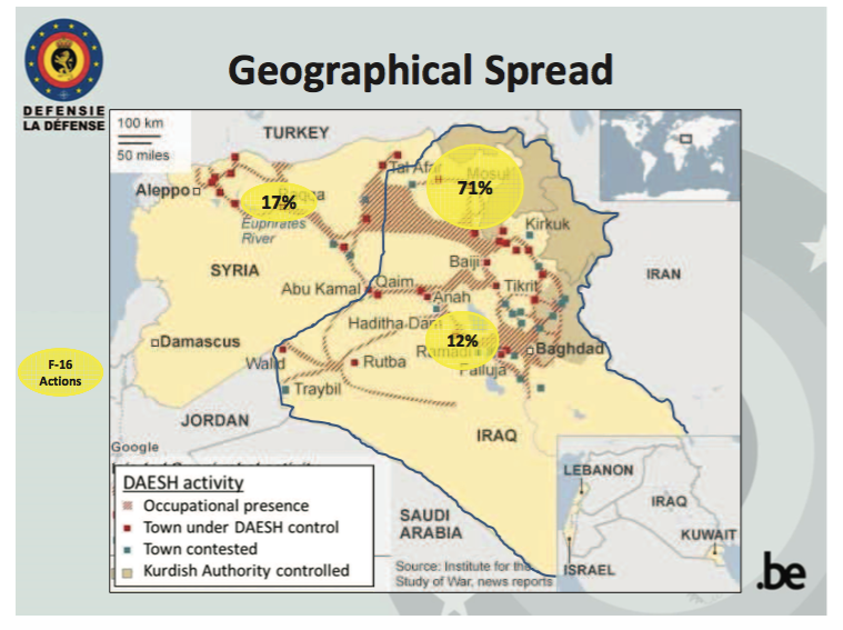 Most Belgian airstrikes are focused at Mosul and Raqqa - where Airwars is also tracking high reported civilian casualties