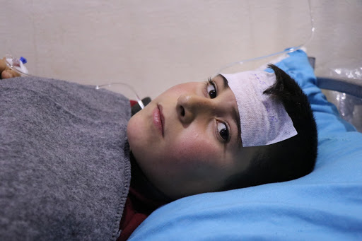 A child injured in an alleged Turkish attack on Tal Rifaat. Dec 2nd 2019 (via ANHA)