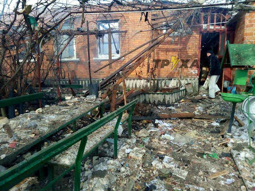 Damage caused by alleged Russian shelling of Zolochev on March 10, 2022. (Image posted by Truexanewsua)
