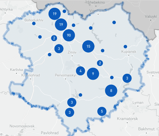 Airwars' interactive database of civilian harm in Kharkiv
