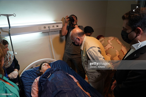 Iraqi Foreign Minister Fuad Hussein addresses the press after visiting those wounded by Turkish shelling at a hospital in the city of Zakho in the north of Iraq's autonomous Kurdish region late on July 20, 2022. - Nine civilians including children were killed in a park in Iraqi Kurdistan region on July 20 by artillery fire that Baghdad blamed on neighbouring Turkey, a country engaged in a cross-border offensive. (Photo by Ismael ADNAN / AFP) (Photo by ISMAEL ADNAN/AFP via Getty Images)