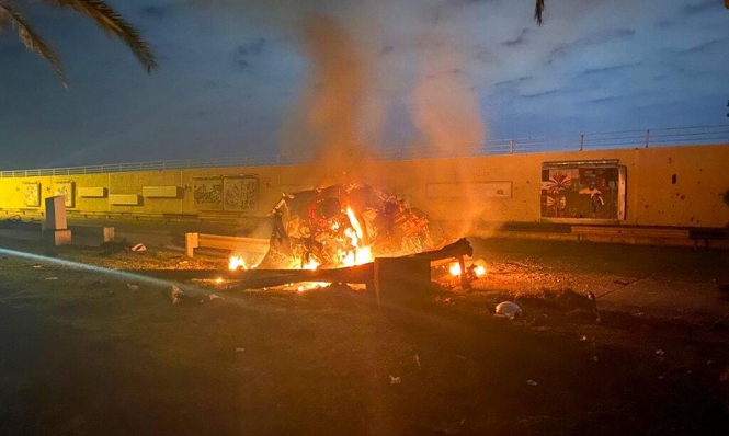 Aftermath of US drone strike on Baghdad International Airport in January 2020 which assassinated Iranian General Qasem Soleimani (via Arab48).