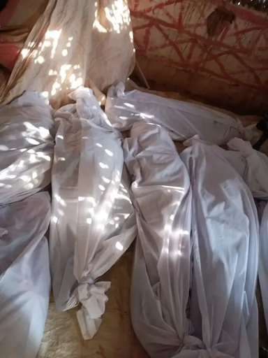 Bodies of the civilians allegedly killed by US airstrikes between Fidow and Qura’ley villages on January 30, 2022. (Image posted by Caasimada Online News)