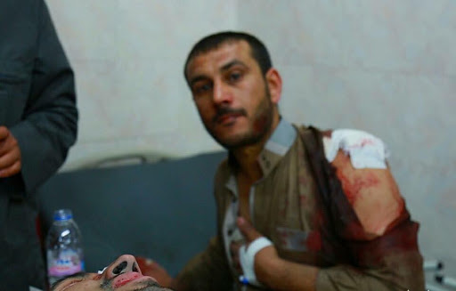 Photos of the alleged incident provided by an eyewitness, resident in Mosul that Airwars made contact with by phone on 20/04/2015. They were taken by his brother who lives in the neighbourhood that was bombed