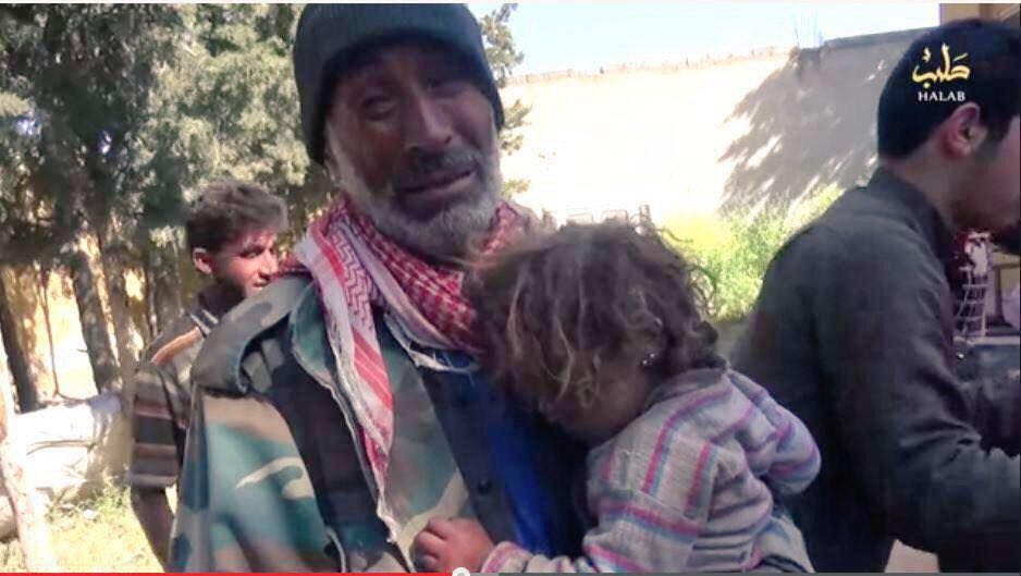 A child survivor of the Ber Mahli, Syria attack reportedly carried out by the coalition, April 30 2015 (SOHR)