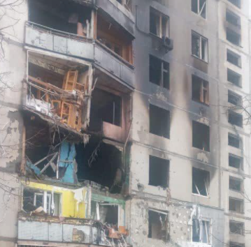 Damage caused by alleged Russian shelling of Chuguev on March 8, 2022. (Image posted by Kharkov.comments)