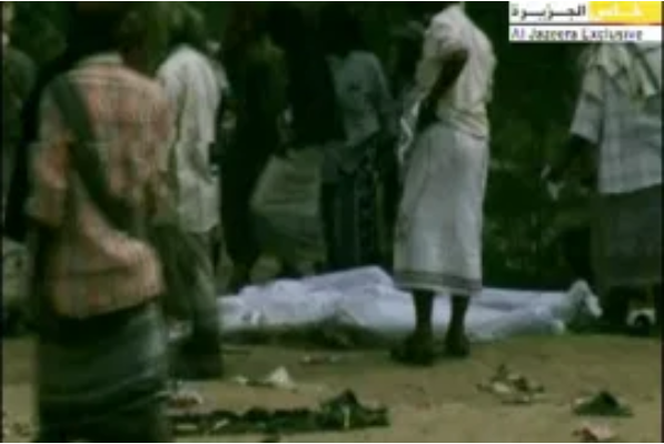 Video and images broadcast in the aftermath of the strikes showed a considerable death toll (Al-Jazeera, December 19th 2009)