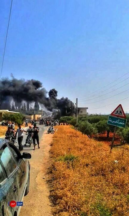 Aftermath of a US targeted strike in Syria on July 28 which killed at least 4 civilians (via Shaam News)