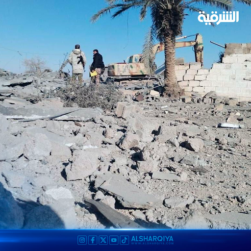 Effects of the US strike in Al-Qaim district on February 3, 2024. (Image posted by ِAl Sharqiya TV)