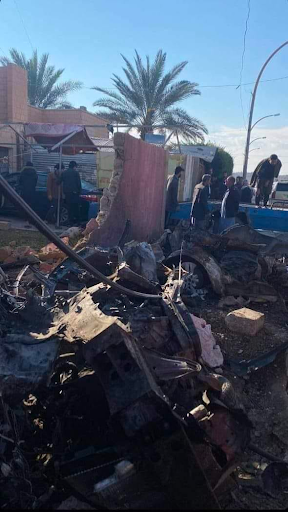 Effects of the US strike in Al-Qaim district on February 3, 2024. (Image posted by ِMountather Al Zaydi)