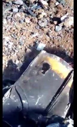 Weapon remnants found after the attack, which a weapons expert identified as likely parts of an AGM-114 Hellfire missile. Video received from a relative. Via Mwatana