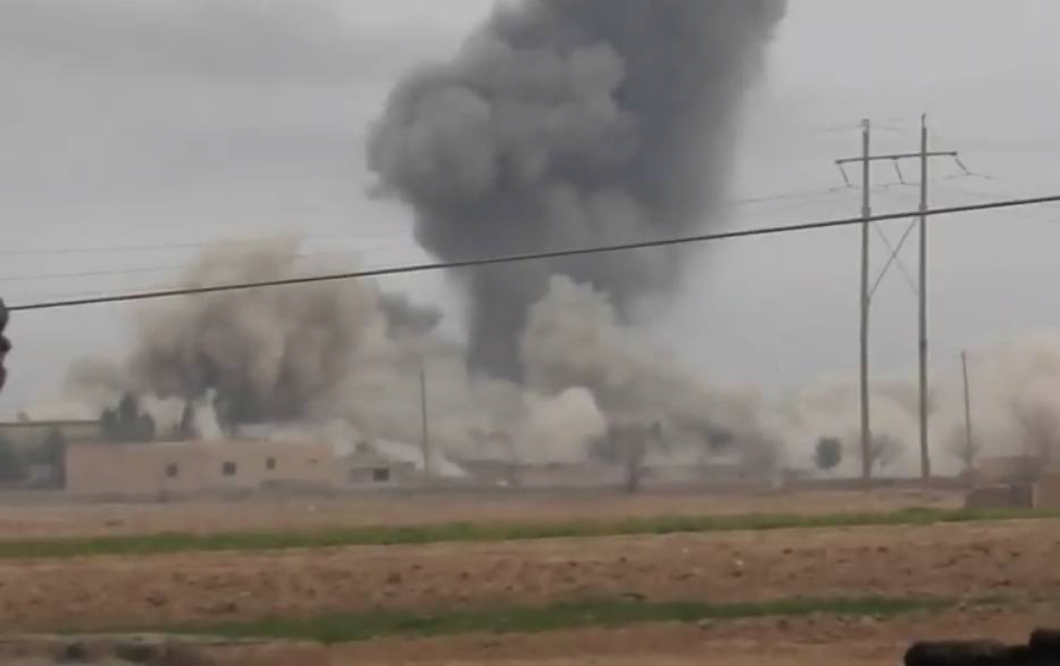 Photo of the alleged Coalition airstrike on Al Bahra (via Ahmad Al Shbli). 
