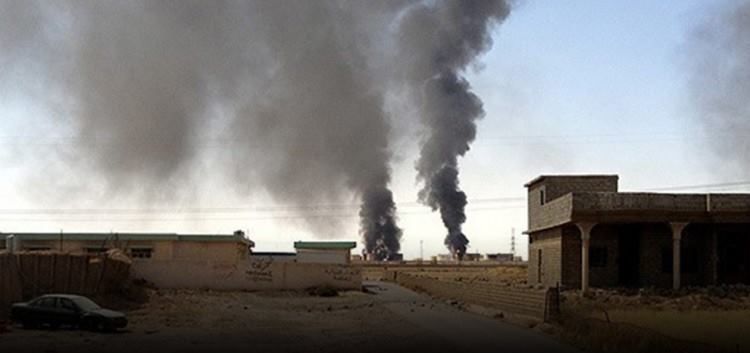 Smoke bellows from Khisham following an alleged Coalition strike on an oil market, Jan 7th (via Ara news)