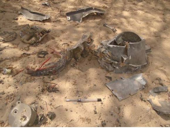 Debris found at the site of the August 13, 2017 strike. Photo taken by a Mwatana field researcher.