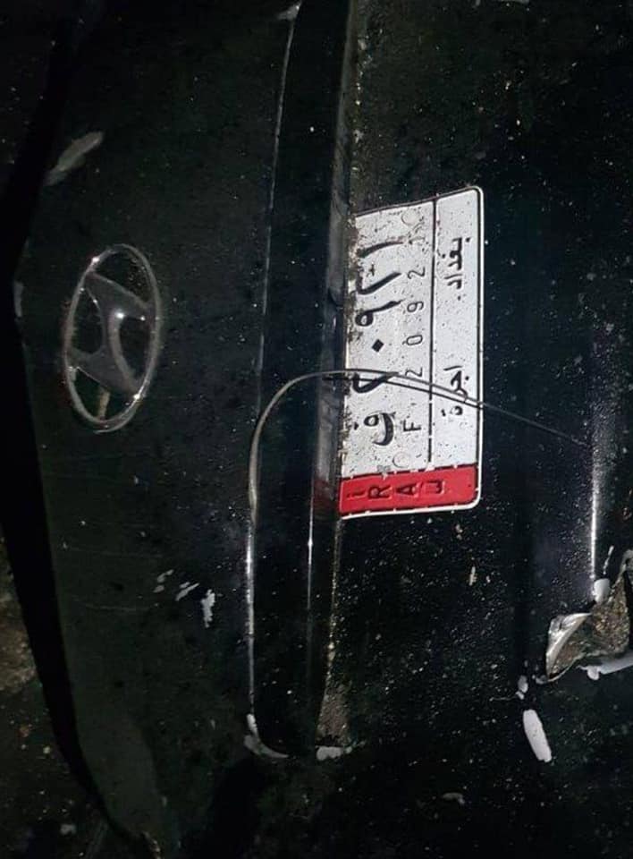 Photo of a car near the location of the incident, allegedly from "Assad gangs" (via Nors Studies).