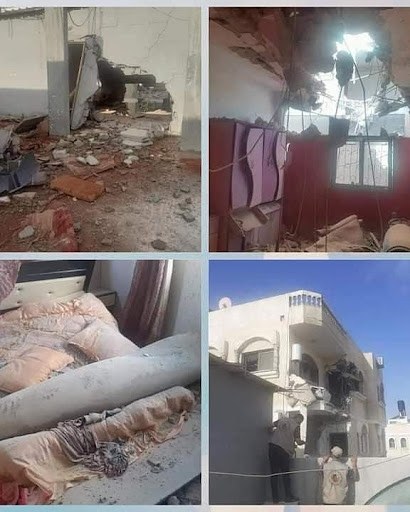 Damage caused by an unexploded Israeli missile which landed in the home of Muhammad and Munis Muhareb east of Ma’an area on May 20, 2021. (Image posted by @yahyanawazv)
