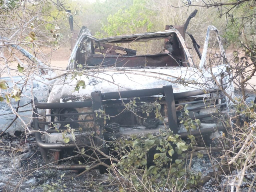 Vehicle allegedly destroyed by US airstrike on Jamaame on January 20th, 2021 (via Morad News)