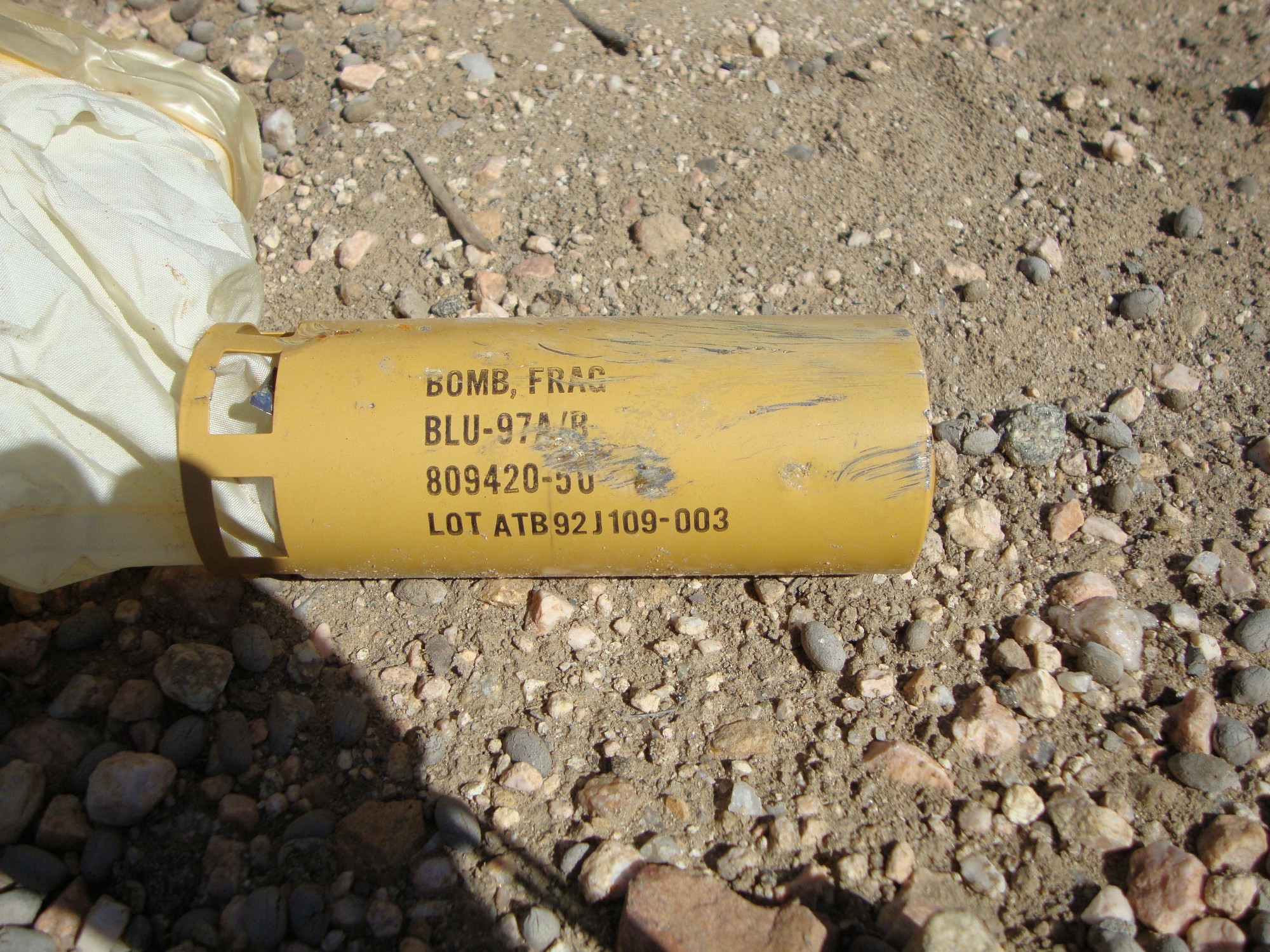 Pictures taken at the scene of the strike showed unexploded BLU 97 cluster bomblets and Tomahawk cruise missile wreckage, which only the US has the known capability to deploy (via Amnesty International)