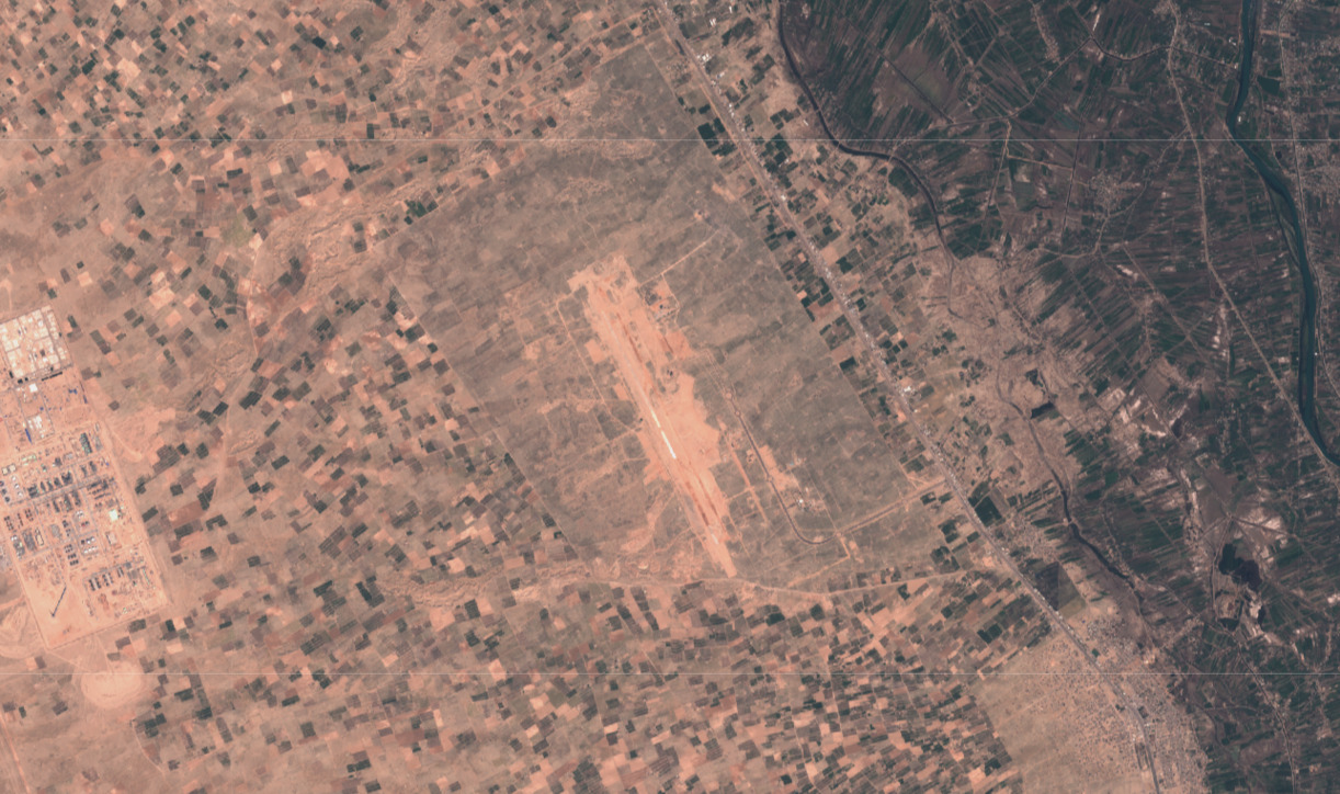 Google Earth imagery dating back from 2010 does not show the current progress of the Karbala International Airport (مطار كربلاء الدولي) which is currently under construction. Instead, here is an image from the Sentinel-2 L1C data, from the 9th of March, 2020.