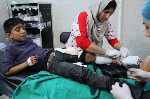 A child injured in an alleged Turkish attack on Tal Rifaat. Dec 2nd 2019 (via ANHA)