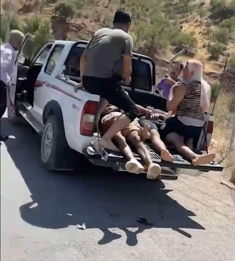 Victims of the alleged Turkish artillery shelling that hit a touristic site in Kurdistan Region’s Duhok province on July 17, 2022. (Image posted by Erbil my city via Facebook)