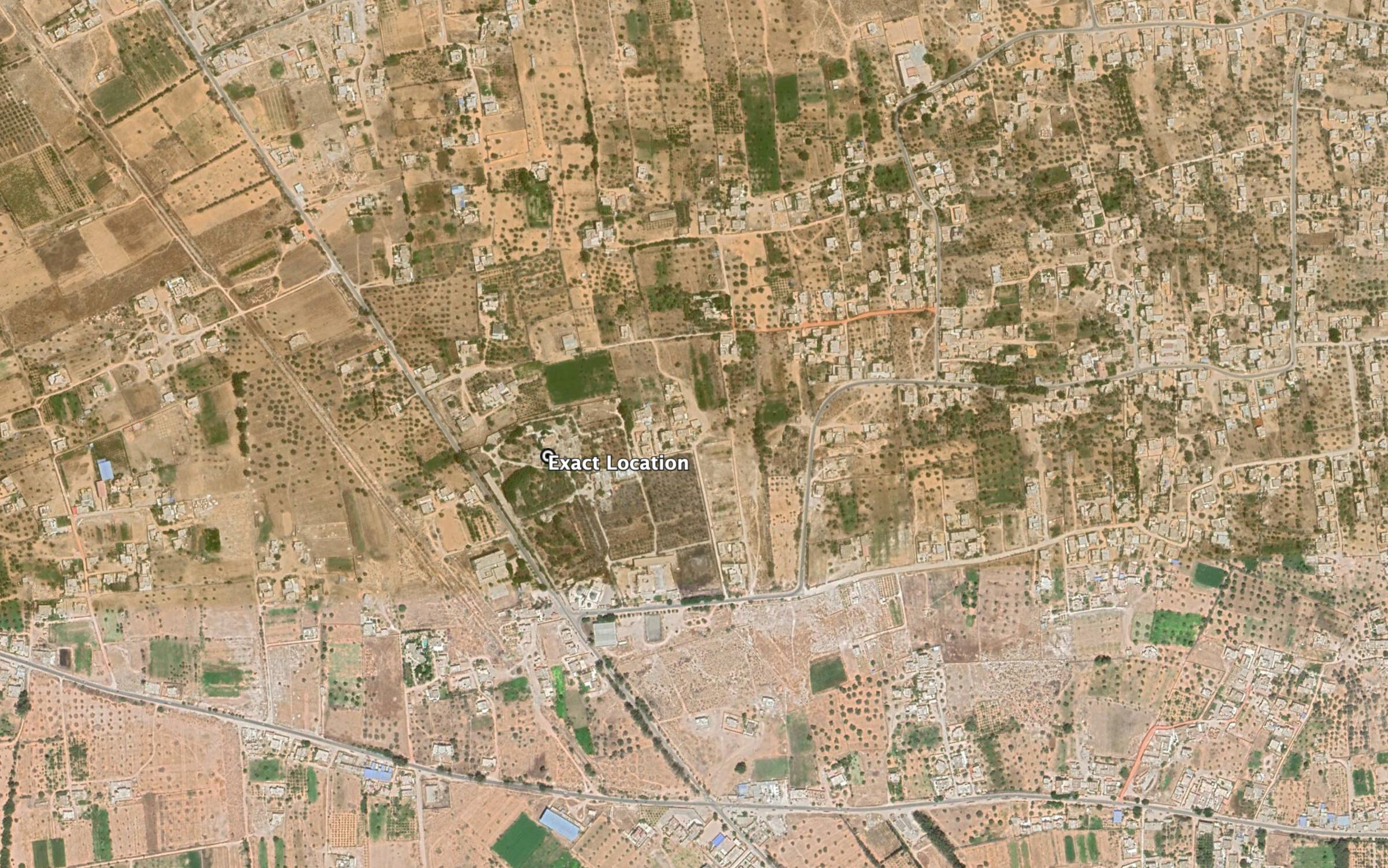 Reports of the incident mention the house of Maj. Gen. Al Khweldi Al Hamedi (مجمع الخويلدي الحميدي السكني) being struck, within the neighbourhood of Surman (صرمان‎), the exact location of which has been published by New York Times.
