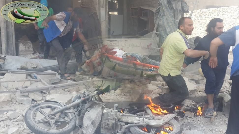 Destruction in Tarreq al-Bab following airstrikes on April 23rd (via SO4HR)
