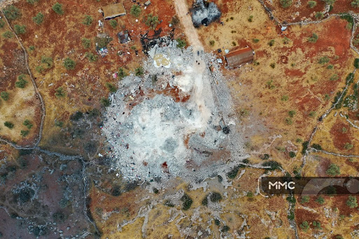 Aerial Photos of the house where the al-Baghdadi leader of ISIS was targeted by American troops in the village of Barisha, northern Idlib (26-27 October 2019) - Via MMC
